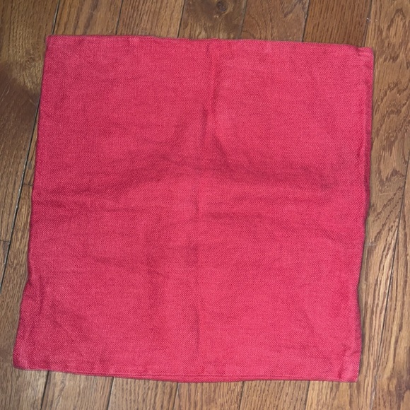 Pottery Barn Red accent pillow cover with brown button - Picture 2 of 11